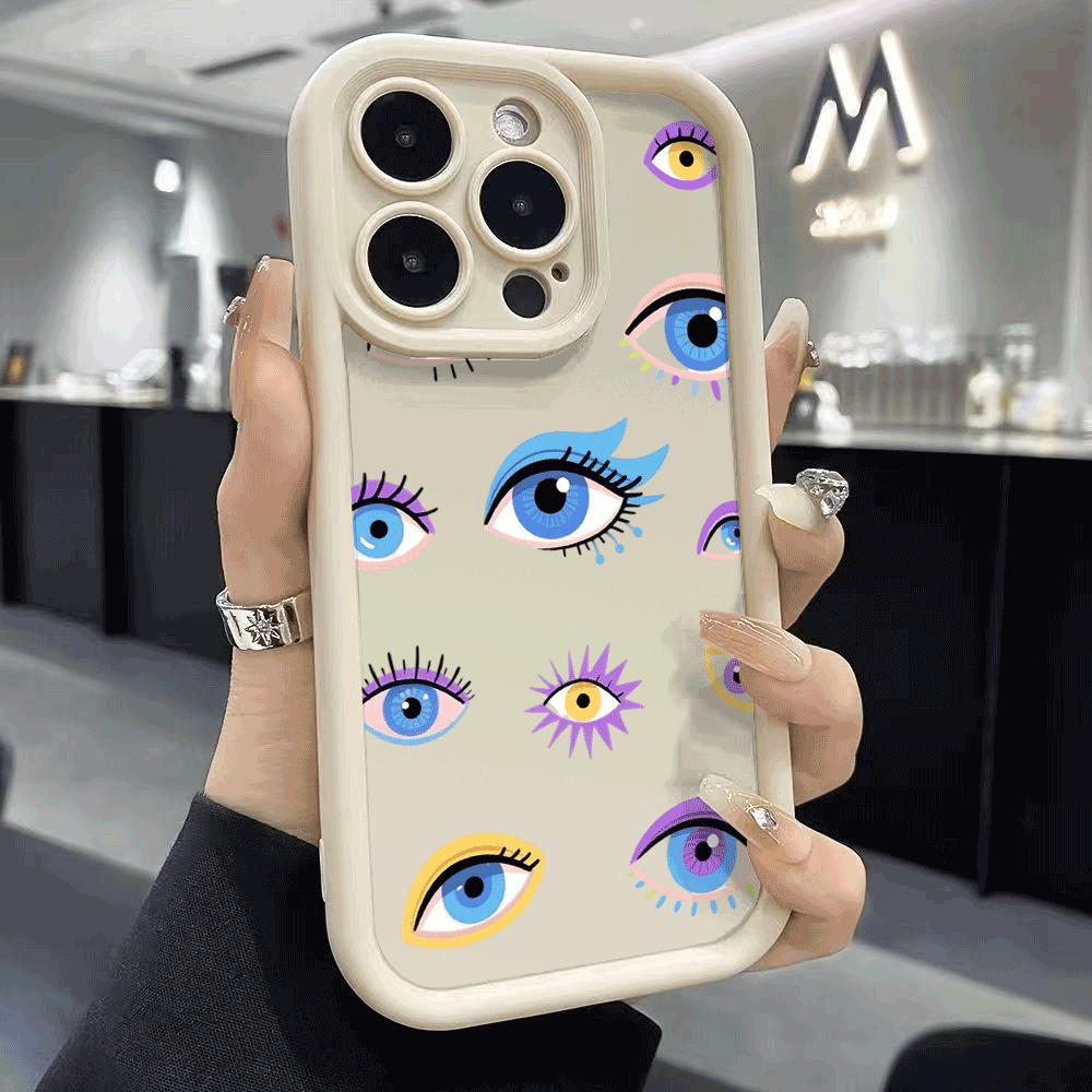 Colorful Whimsical Eye Illustrations Phone Case for iPhone 16 15 14 13 12 11 Pro Max Plus Anti Scratch, Gel Flexible Protective