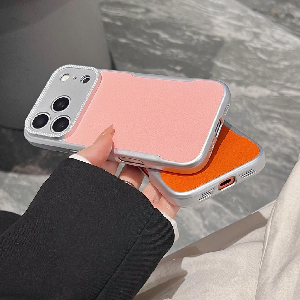 Plating Matte Leather Texture Phone Case For iPhone 17 Air 16 15 14 Plus 13 12 Pro Max Camera Protection Shockproof Hard Cover