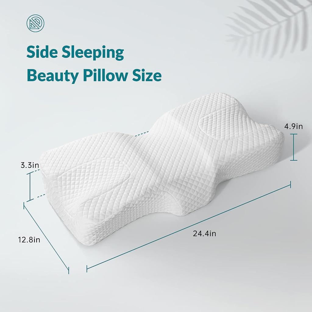 Side Sleeper Pillow for Neck and Shoulder Pain Wrinkle Prevention - Beauty Pillow for Anti Wrinkle & Anti Aging.