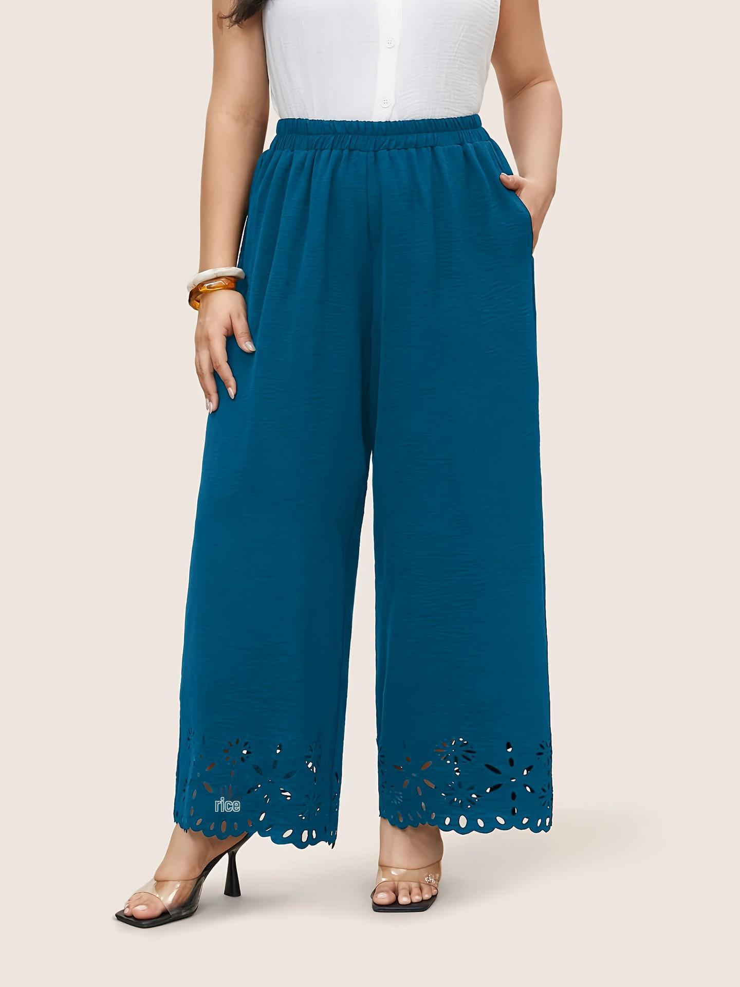 

European & American Women s Slimming Wide Leg Elastic Waist Pants - Spring/Summer 2026 XXL океан синий