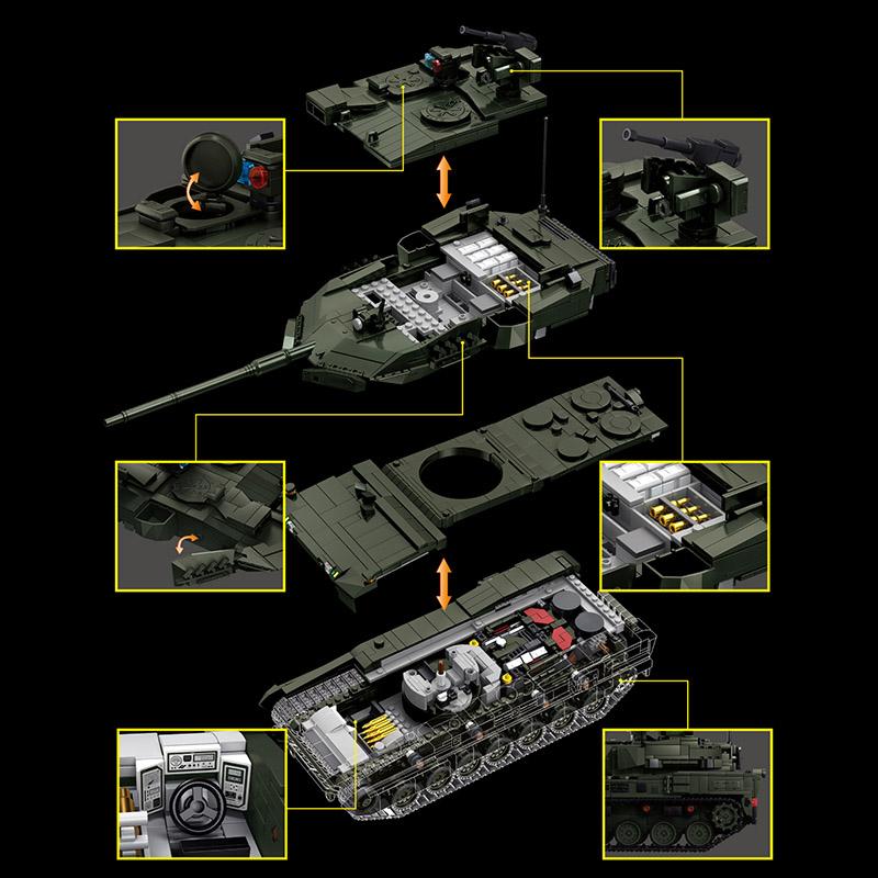 Military MOC 1/28 2306pcs Leopard 2A8 Army Main Battle Tank Building Blocks Bricks Modern Tank Set Toys For Children Boys Gifts