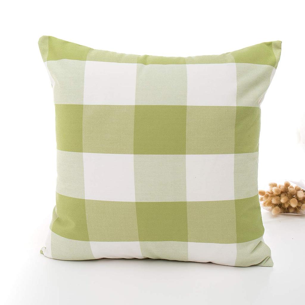 YunJeude Cushion Covers, 45x45cm, Cute, Double-Sided, Soft, Nordic, Cute, Stylish, Checkered and Geometric Patterns, Set of 4 (45x45cm, Light Green)