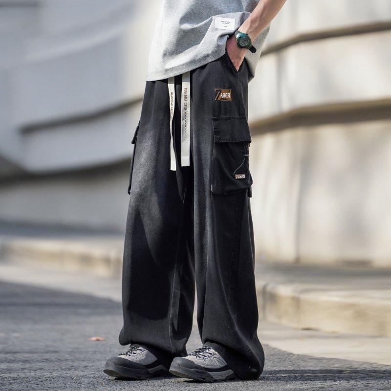 

Мужские тонкие брюки большого размера с широкими штанинами на весну и лето, свободные и универсальные, мужские повседневные рабочие брюки прямого кроя 8XL чёрный