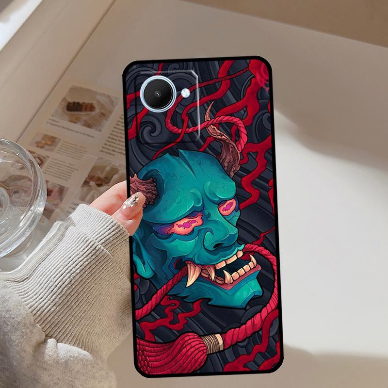 Japanese Oni Hannya Demon Mask For Realme 13 12 10 11 14 Pro Plus GT 6T 6 5 GT7 Pro C61 C55 C53 C51 C21Y C25S C75 C67 Case
