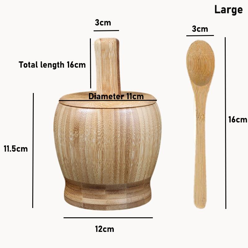 Wooden Mortar And Pestle Set Spice Pepper Crusher Garlic Herb Spice Mixing Grinding Crusher Bowl Restaurant Kitchen Tools