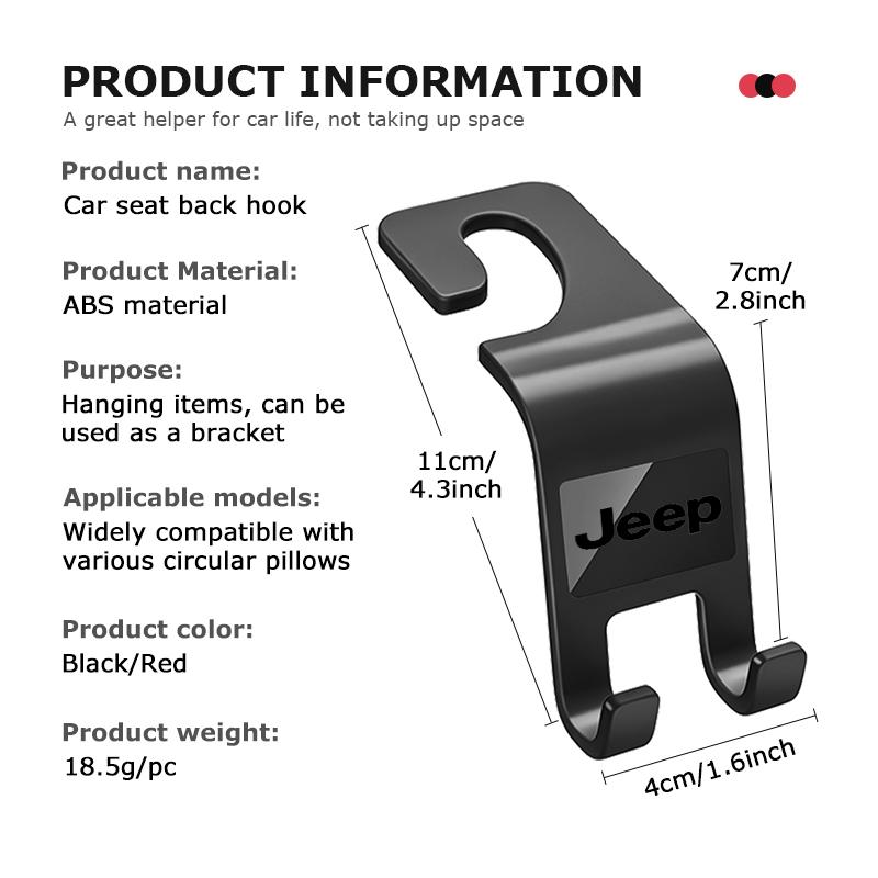 Car Seat Back Hook Mobile Phone Bracket Handbag Hanger Interior Accessories For Jeep Cherokee Patriot Liberty Wrangler JK JL AMY1