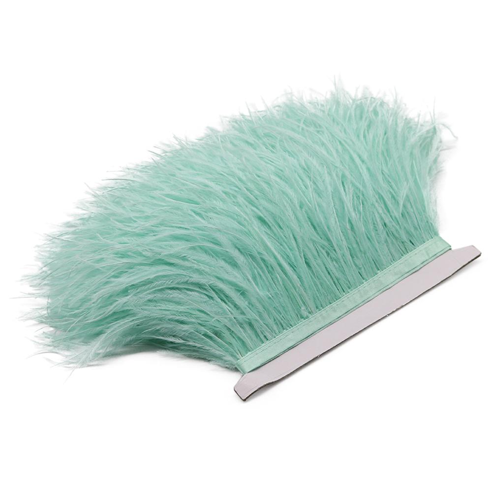 Feather1M Natural White Fluffy Ostrich Feather Trims for DIY Craft Wedding Decoration Colored Plume Ribbon Sewing dress Clothing 8-10cm