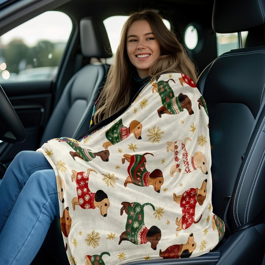 Sausage Dog Blanket Lightweight Soft Warm All-Season Throw Blankets for Sofa Bed Travel Camping - Cozy Home Decor Holiday Gift