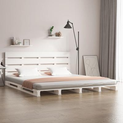 Vidaxl Bed Frame Without Mattress, White, 180X200 Cm, Solid Pine Wood