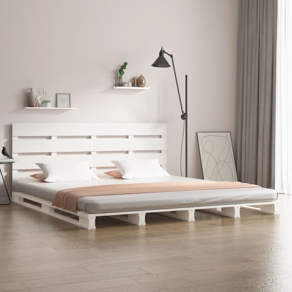 Vidaxl Bed Frame Without Mattress, White, 180X200 Cm, Solid Pine Wood
