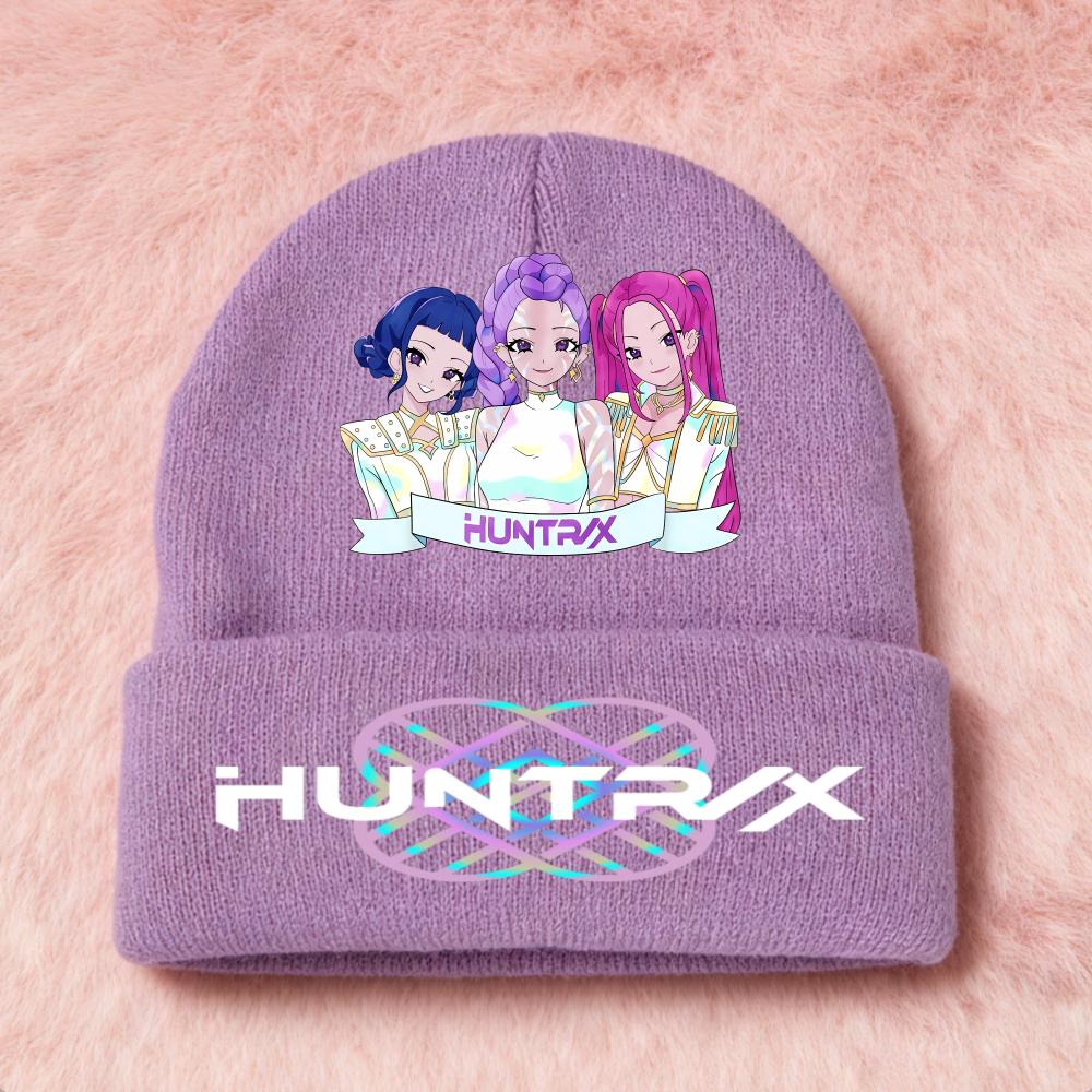 Latest KPop Demon Girls Knitted Hats Kpop Hunter Cartoon Children Headgear Cotton Cold Season Adorable Hat Anime Children Navidad Birth Date Gifts