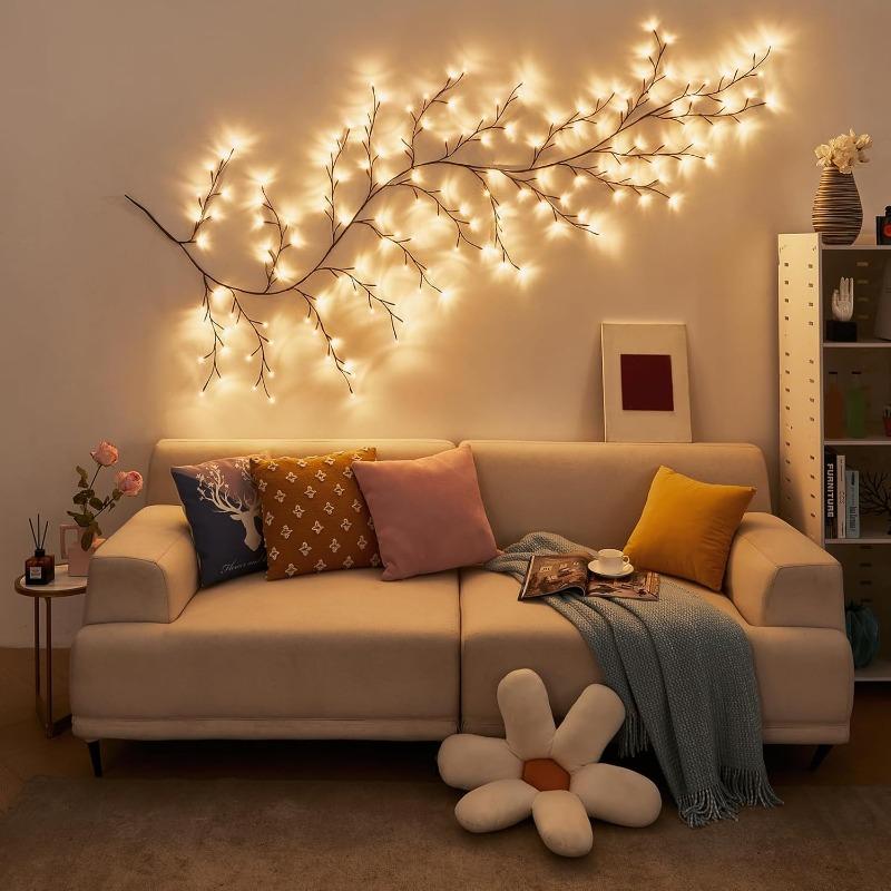 1 Adet 96LED Masaüstü Duvar Parti Ev Dekorasyonu için Ağaç Dalı Işığı Gece Lambası 8 Mod USB ile Çalışan Kendin Yap Şenlikli Ağaç Sarmaşık Işığı