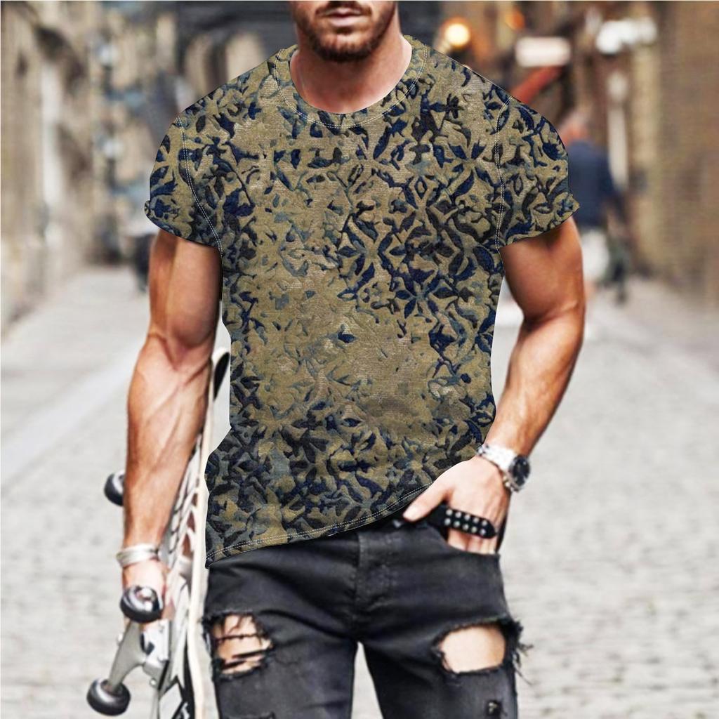 Summer Round Neck 3D Printed Top Fashionable Casual Short Sleeved Men's T-shirts