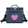 Thermal Organizer Handbag Insulated Lunch Bags Cooler Box for Student Portable Waterproof Camping Storage Boxes Love Printing