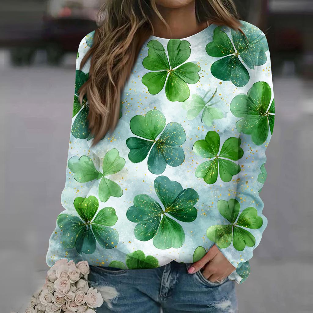 Dámská módní ležérní mikina s dlouhým rukávem a potiskem u krku