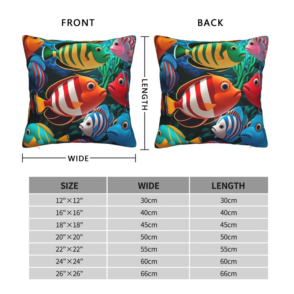 Beautiful Underwater World Colorful Fish Pillow Case Cute Funny Pillow Cover Graphic Pillowcases For Wedding Party Home Decor