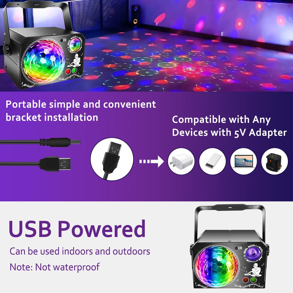 4-in-1 Party Lights Disco Ball Lights Dj Disco Lights Stage Lights Sound Activated Strobe Lights Christmas Wedding Home Decor