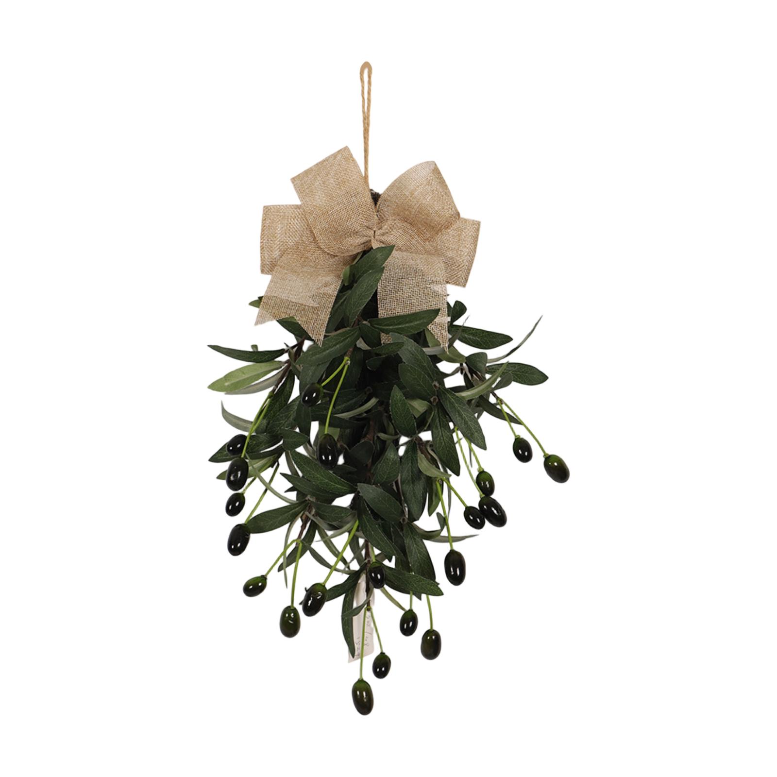 

3D 45cm Olive Leaf Decorative Wall Hanging Bouquet, Linen Knot Simulated Green Plant Decoration, Olive Leaf Floral Art, Courtyard Gate Hanging Vine One Size