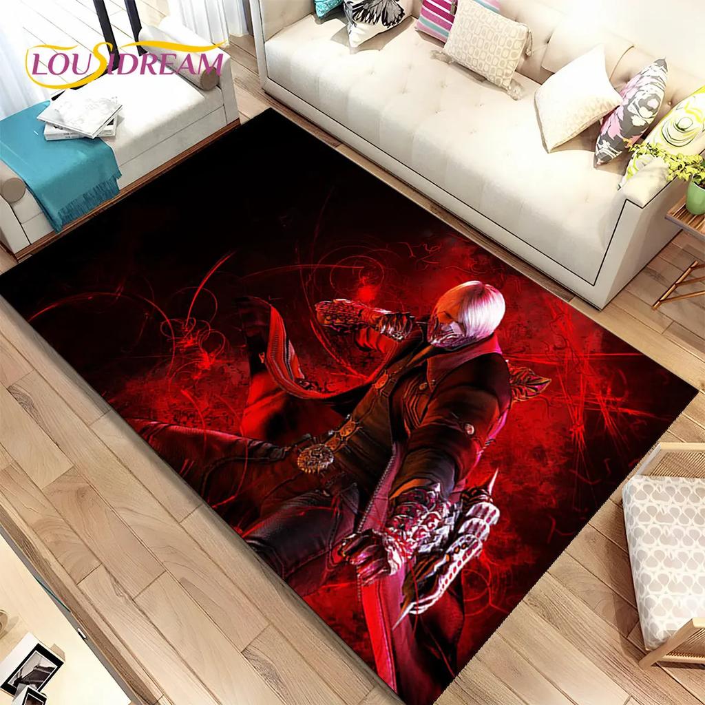 Tapis de jeu 3D HD D-Devil May Cry DMC, Tapis de sol pour salon, chambre à coucher, canapé, paillasson décoratif, tapis de sol antidérapant pour enfants