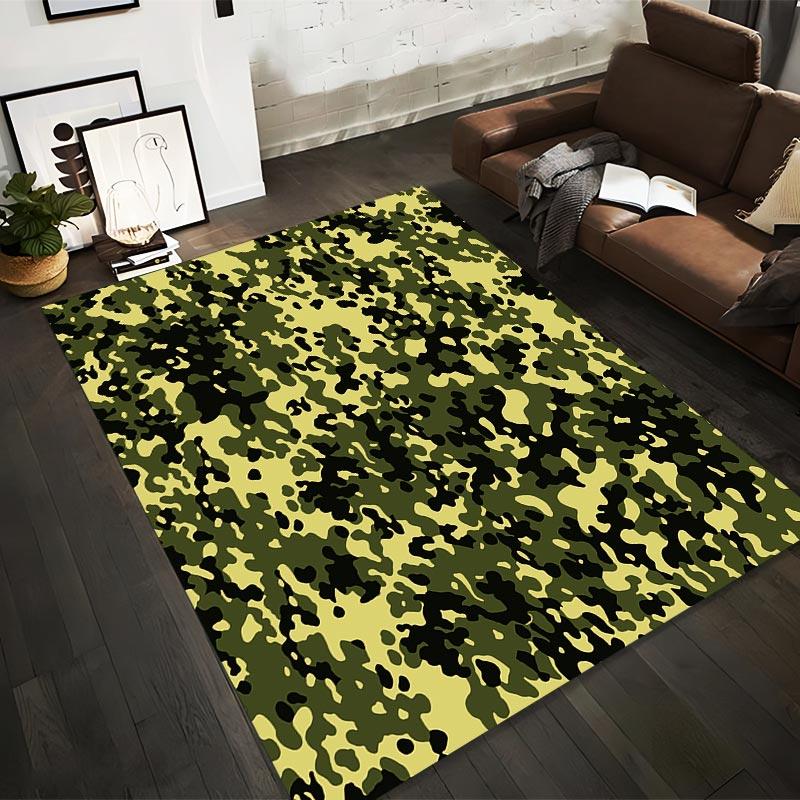 

Camouflage Pattern Carpet Rug with Green and Black Army-Style Design for Decoration Suitable for use as an anti-slip1 for1room and bedroom sofas 40x60cm( 15x23in )