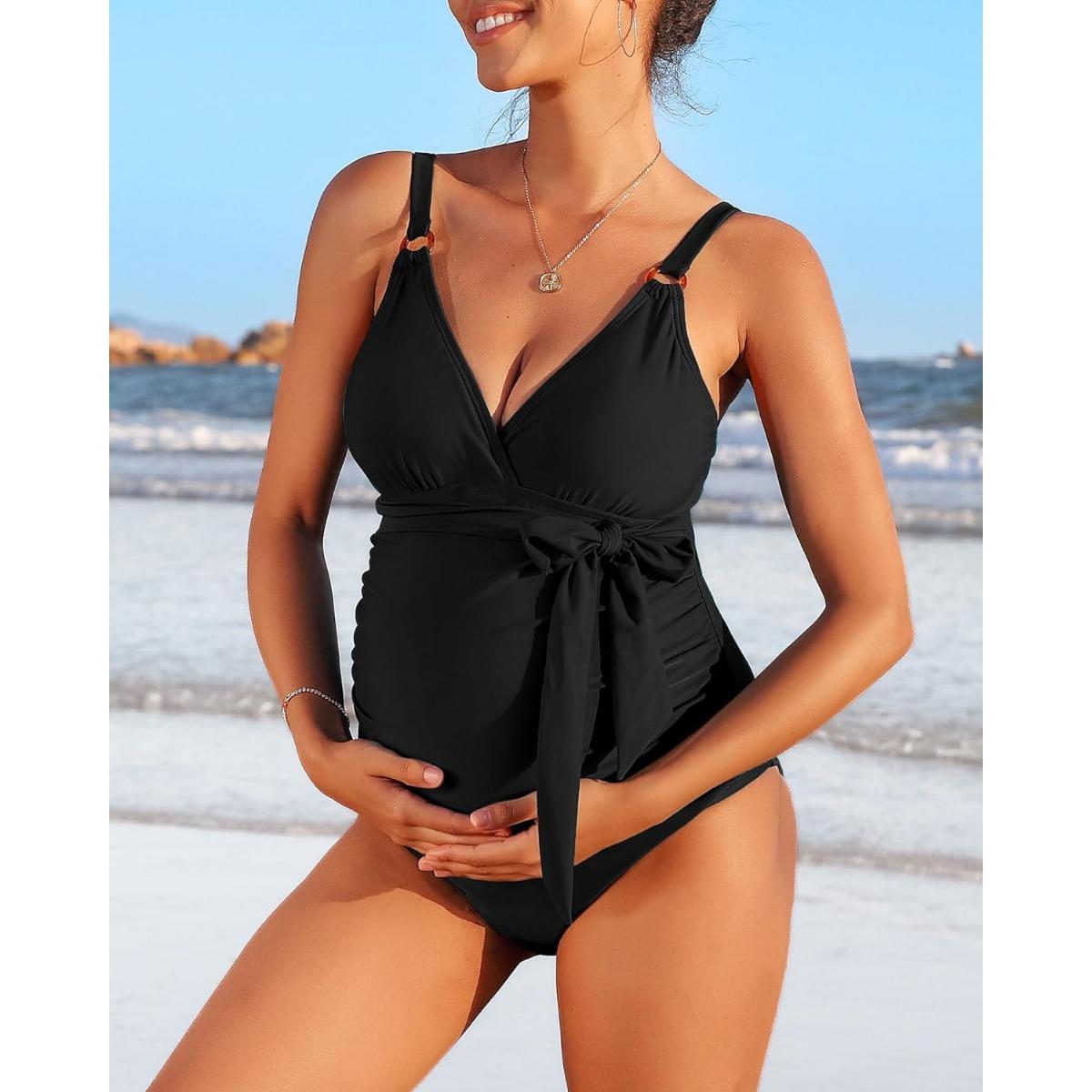 Charmleaks Купальник для беременных Цельный купальный костюм с v-образным вырезом — фото 13