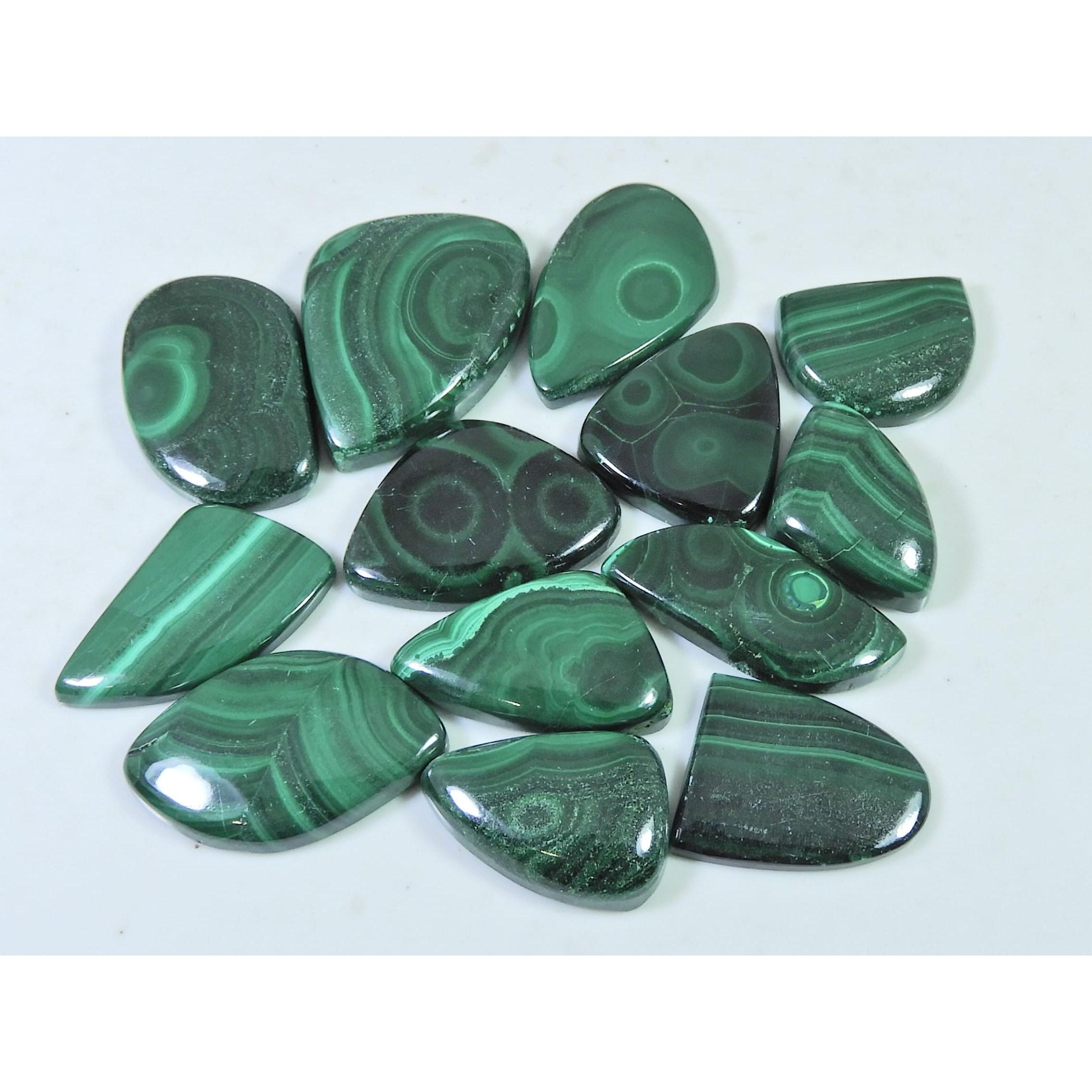 

13 шт. Натуральный зеленый малахит, фантазийный кабошон, свободный драгоценный камень 257 каратов. Лот C-460