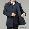 Men's Mid-Length Cashmere Coat with Detachable 90% Duck Down Liner - Warm Wool for Autumn/Winter