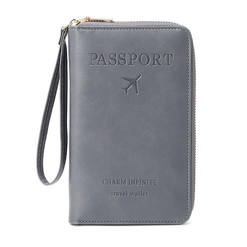 RFID Blocking Passport Holder Covers Case Anti-Theft Travel Wallet Multi-Pockets Zipper Wallet Leather Unisex Travel Accessories