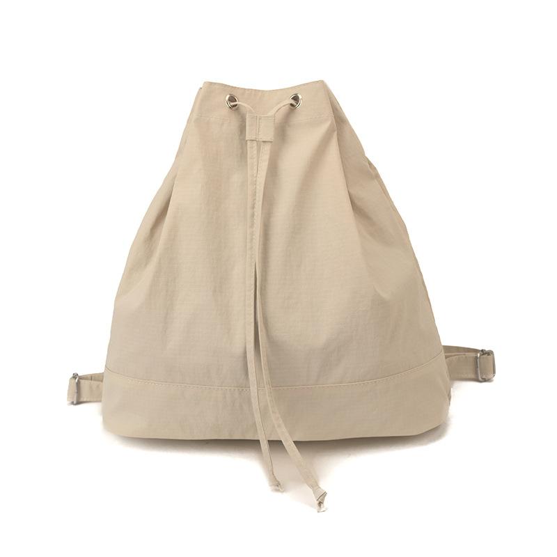 Schoolbag Korean ins Simple Couple Bag Large Capacity Bucket School Bag Nylon Backpack Drawstring Strap One Shoulder Crossbody Bag