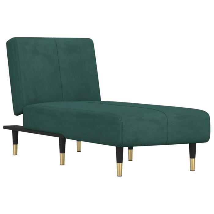 VidaXL Chaise longue vert foncé velours 352795