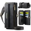 Retro Crossbody Zipper Purse Case for IPhone 17 Air 16 15 14 13 12 11 Pro Max XR XS PU Leather Vintage Card Slots Wallet Cover