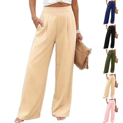 Damenhose hohe Taille Wide Leg Hose lockere Passform Falten vorne Hose für Damen Büro Freizeit gerades Bein Design