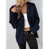 Herbst und Winter Damen Kordelzug Strickjacke Jacke Einfarbig Kapuze Einreihig Pullover