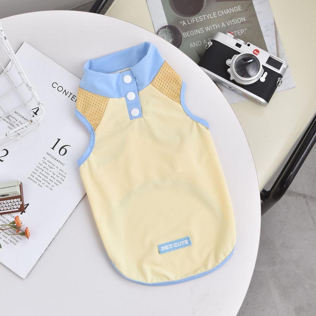 Spring and Summer Pet High Neck Cool Vest Cute Contrasting Color Patchwork Clothes Breathable Sunscreen Puppy Clothes