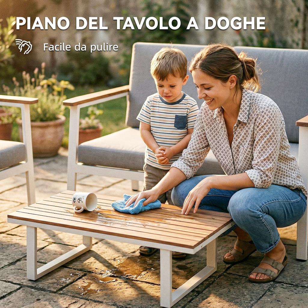Garden Sofa Set for 4 People: 2 Armchairs, Loveseat, Coffee Table