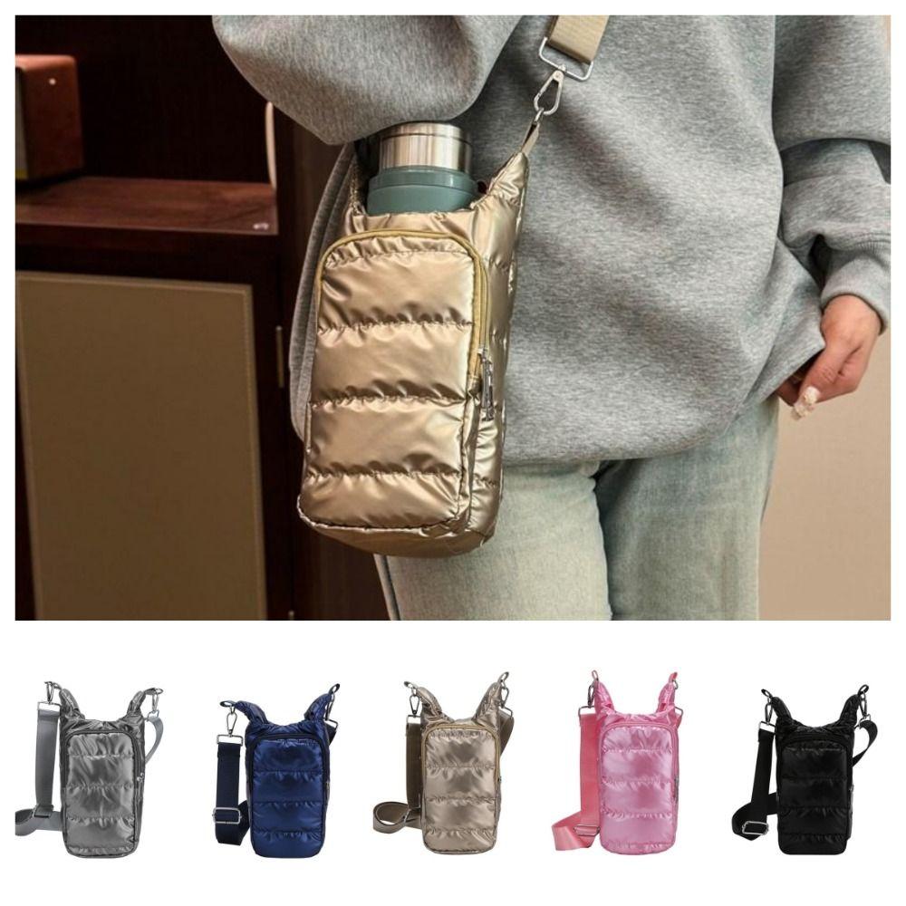 Winter Portable Water Bottle Bag Adjustable Shoulder Strap Waterproof Cup Insulated Protective Cover Shoulder Bag Durable