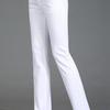 Damen High-Waist Stretch Weiße Jeans - Gerade geschnitten, Lockerer Sitz, Große Größen, Lässige Frühjahrs-/Herbsthose.