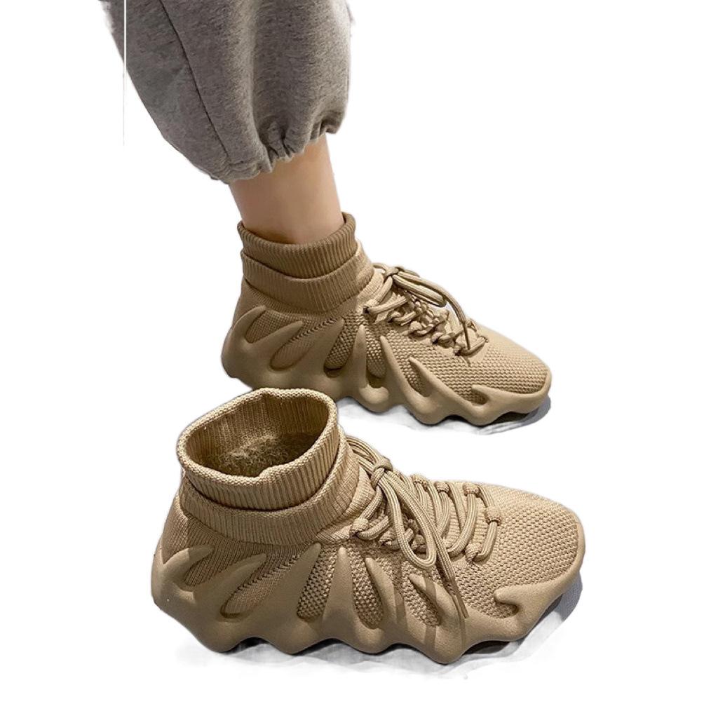Sneakers new autumn and winter soft-soled cotton shoes velvet fly-woven large size one octopus