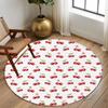 Bow Cherry Print Round Carpet Sweet Cute Fruit Pattern Home Decor Soft Floormat Modern Living Room Bedroom Decorative Rug