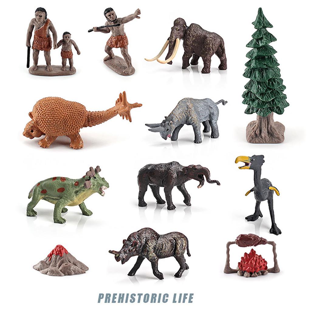 12 Simulated Prehistoric Animal Models Of Ancient Hominids Giant Rhinoceros Mammoths Multiple Children'S Decorative Toys