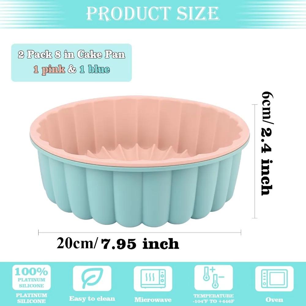 Charlotte Cake Pan,8 Inch Round Cake Pan,Nonstick Silicone Cake Molds for Chocolate Cake,Strawberry Shortcake,Brownie Tart Pie