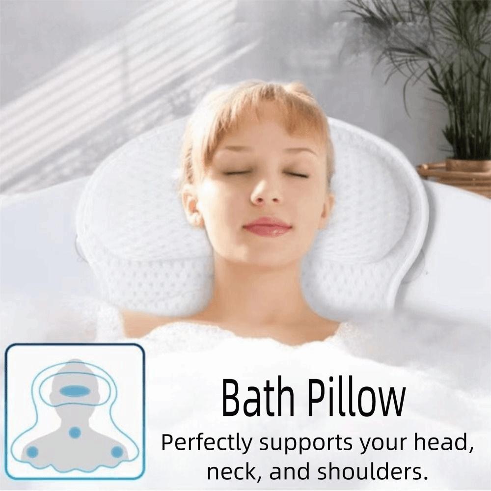 Machine Washable Bath Pillow Neck and Back Support Bathtub Cushion Bathroom Supplies