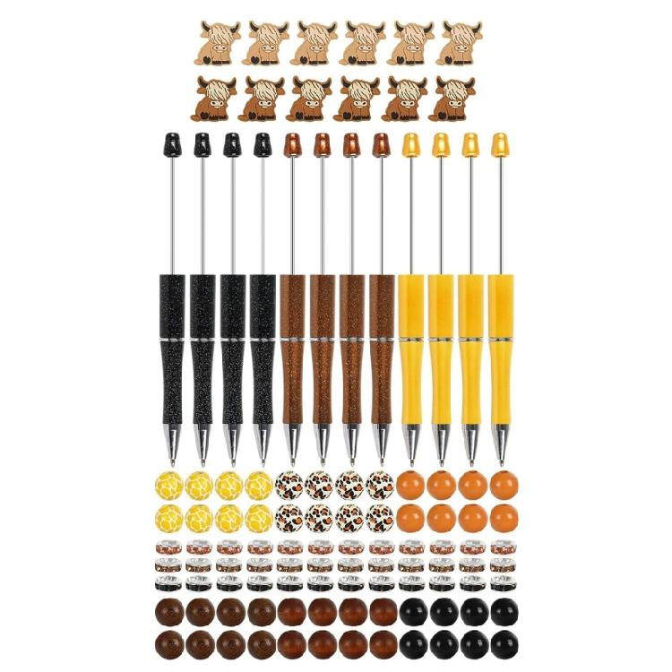 

12x DIY Beads Pens Making Kits Smooth Writing Pen Beadable Pens Kits for School 1