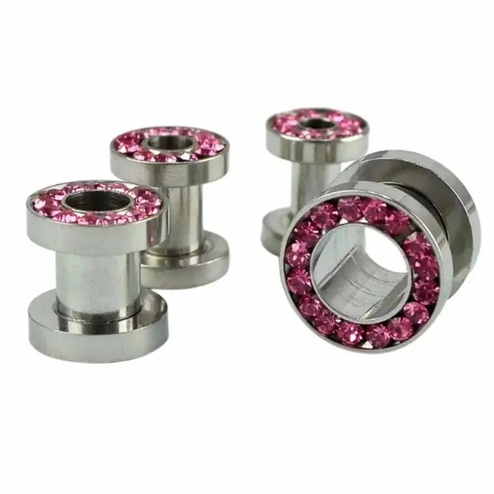 1 Paar Mehrfarbiger Kristall Ohrstecker Stahl Schraubverschluss Dehner 8g ( 3mm ) - 1 " ( 25 mm ) Dehnstab Tunnel