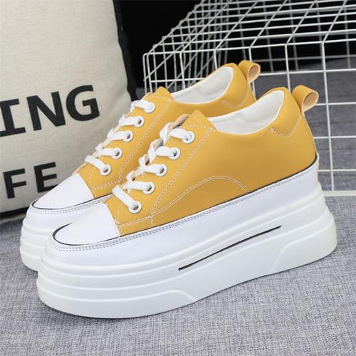 

Модные новые стильные красные туфли с толстой подошвой, увеличивающие рост на 8 см, женские туфли корейской версии, универсальные повседневные спортивные туфли, модные теннисные туфли 40 жёлтый