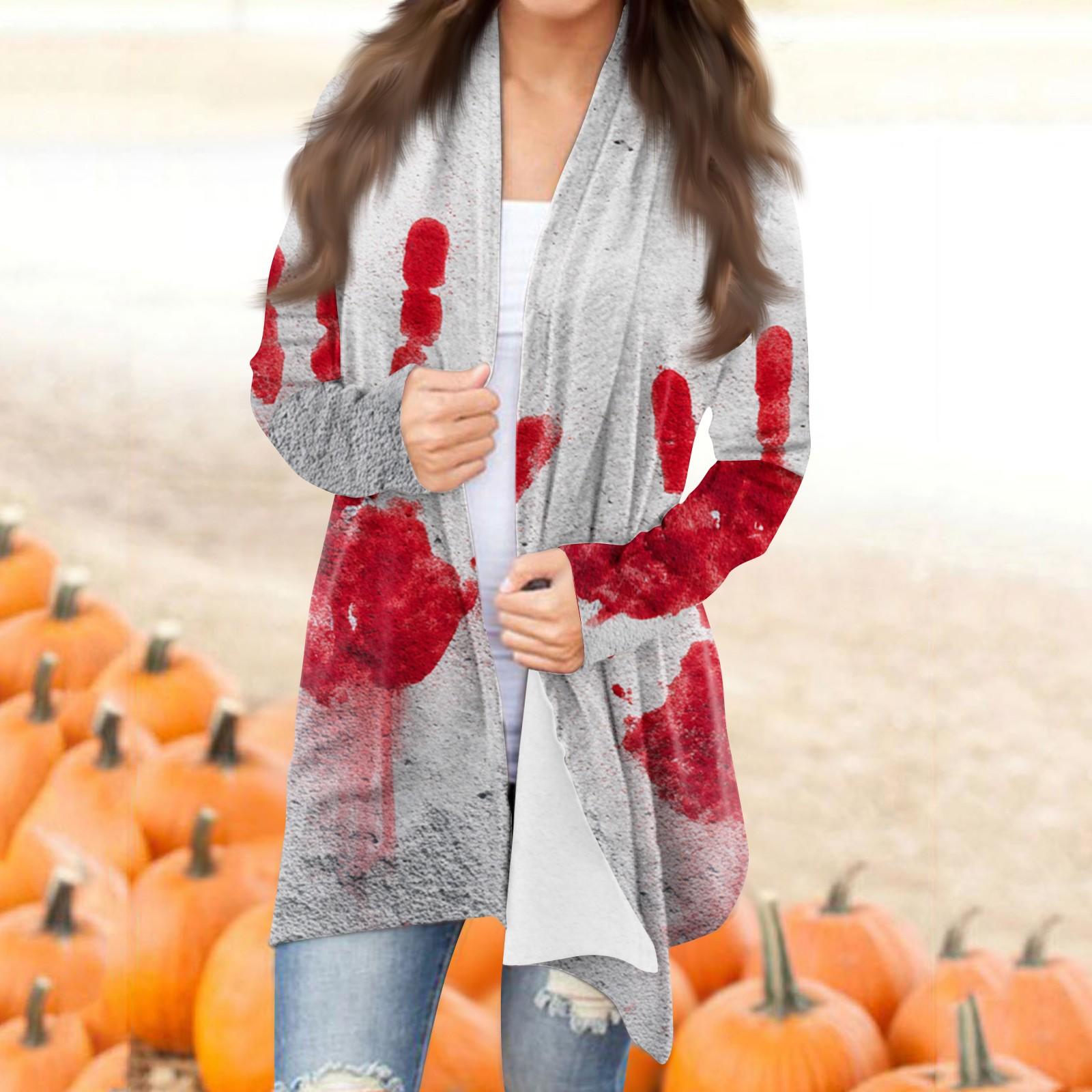 

Жіночий модний повсякденний кардиган середньої довжини на Хеллоуїн із нерівним подолом L