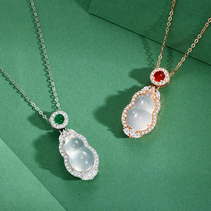 Gourd necklace women's light luxury niche flash diamond Guochao retro new Chinese style necklace