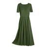 Women's Fashion Summer Color Short Sleeve Pocket Pullover Dress