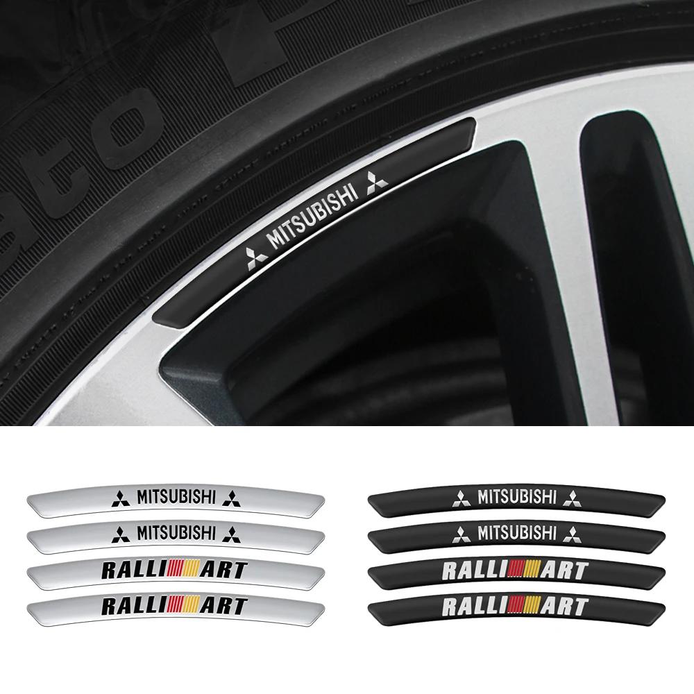 Cytbfl1 Set of 4 Aluminum Car Wheel Racing Decals and Badges for Mitsubishi Ralliart, Outlander, L200, and Xpander