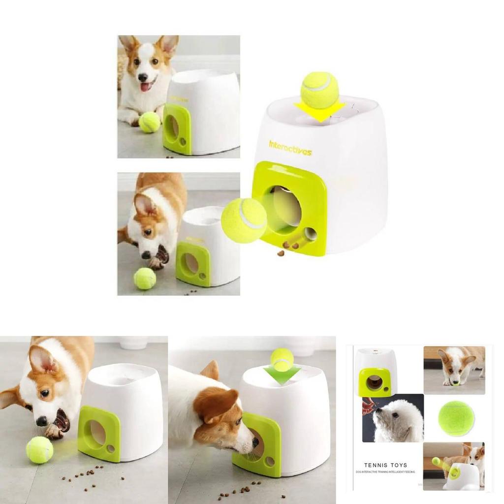 Interactive Smart Dog Treat Dispenser Toy Automatic Feeding Device For Pets Green Color